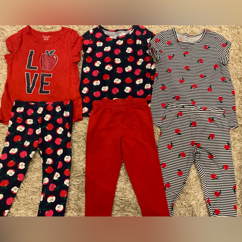 Children’s place mix and match apple pattern lot set of 6 girls size medium 7/8